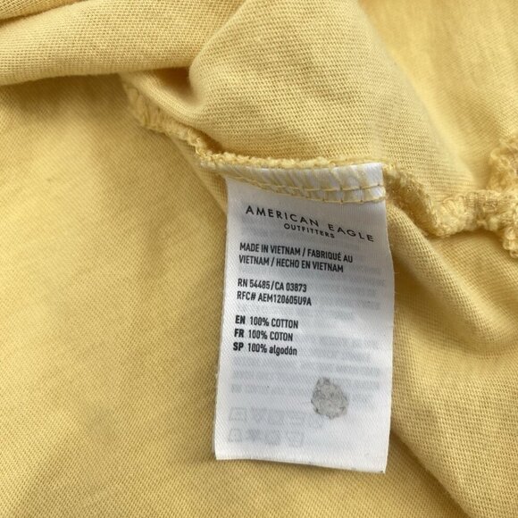 American Eagle Yellow Pocket Tee Short Sleeve Boxy Cropped Shirt Size Small - Picture 4 of 9